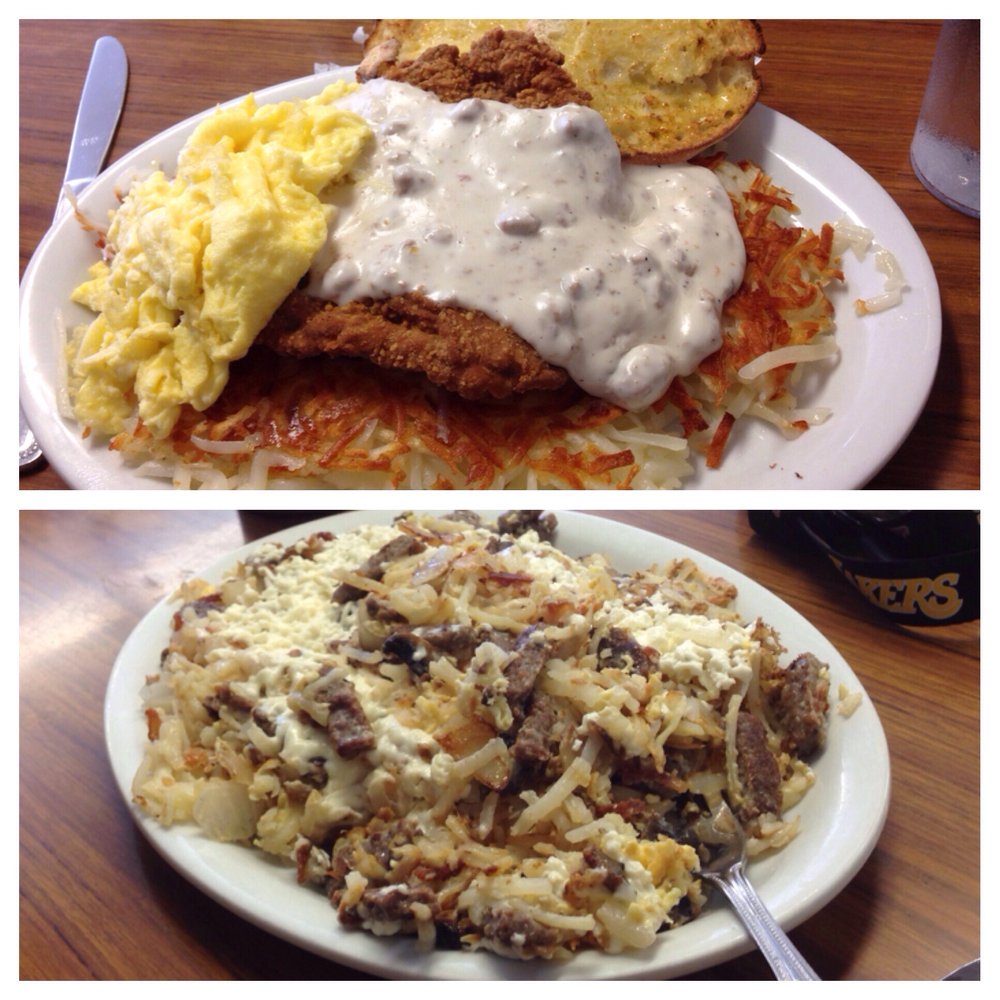 Voula's Offshore Cafe - Above: country fried steak Below: Greek Hobo - Breakfast & Brunch Near Me - Seattle, Washington Voula's Offshore Cafe - Above: country fried steak Below: Greek Hobo - Breakfast & Brunch Near Me - Seattle, Washington
