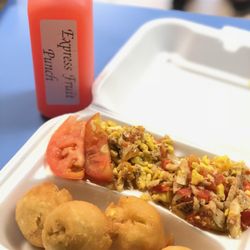 Ackee and Salt Fish w/ Fried Dumplings + Fresh Pressed Fruit Punch