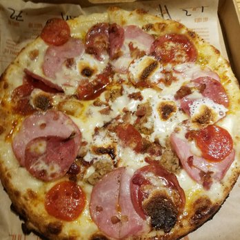Blaze Pizza - The Meat and Sweet - White sauce w/ a dash of pesto. Mozzarella/Parmesan w/ all meats except chicken/meatballs. Bits of marshmallows. - Salad Near Me - Gold River, California