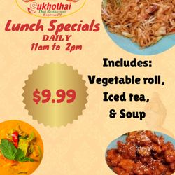 Sukhothai Thai Restaurant Express III - Lunch Special $9.99 at Alamo Ranch Location. Monday thru Saturday 11am to 2pm