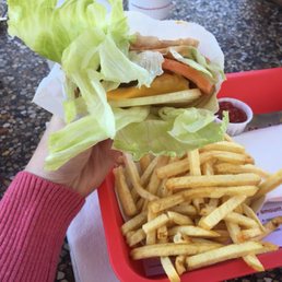 Protein style cheeseburger - delicious!