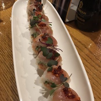 Studio Sushi - CBS roll. Spicy tuna, avocado, cucumber, and albacore in soy paper with ponzu, garlic chili oil and micro greens. - Sushi Bars Near Me - Studio City, California Studio Sushi - CBS roll. Spicy tuna, avocado, cucumber, and albacore in soy paper with ponzu, garlic chili oil and micro greens. - Sushi Bars Near Me - Studio City, California