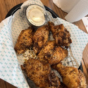Bad Chicken - Lemon Pepper (Dry Rub) 10ct wings. You only see 9 because I couldn't wait to eat. - Chicken Wings Near Me - Dallas, Texas Bad Chicken - Lemon Pepper (Dry Rub) 10ct wings. You only see 9 because I couldn't wait to eat. - Chicken Wings Near Me - Dallas, Texas