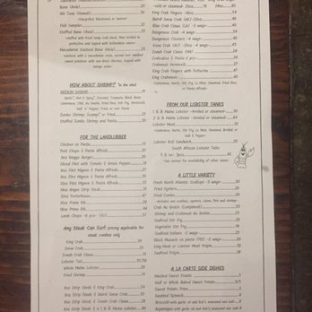 Bob Chinn's Crab House - Back of New Menu - Seafood Near Me - Wheeling, Illinois