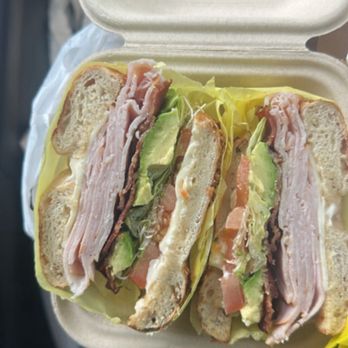 Bake & Coffee - Turkey, bacon and avocado sandwich on an onion bagel. - Coffee & Tea Near Me - Hawthorne, California