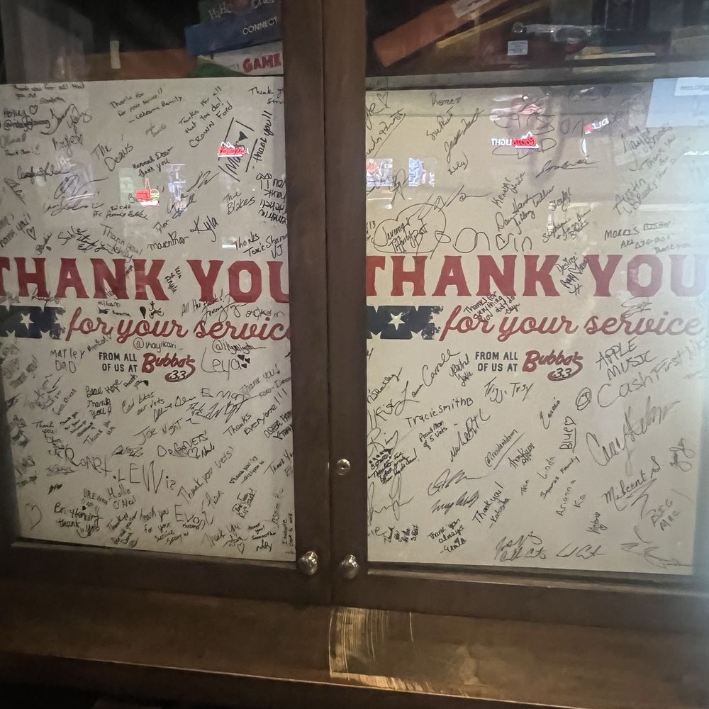 Bubba's 33 - Servicemen board - Burgers Near Me - Fayetteville, North Carolina