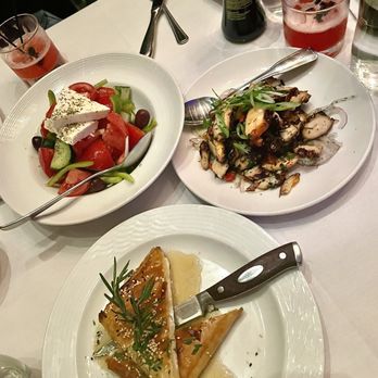 Lefkes - Phyllo Crusted Feta, salad, Grilled Octapodi - Mediterranean Near Me - Englewood Cliffs, New Jersey Lefkes - Phyllo Crusted Feta, salad, Grilled Octapodi - Mediterranean Near Me - Englewood Cliffs, New Jersey