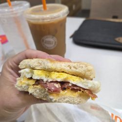 Same sandwich, nice inside of sandwich, large iced cold brew, less ice.