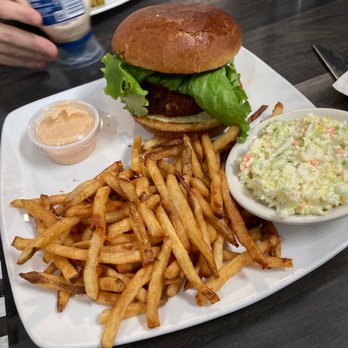 Brick House Diner - Crab Cake Sandwich put together , remoulade on side, Fries, Coleslaw - Seafood Near Me - Virginia Beach, Virginia Brick House Diner - Crab Cake Sandwich put together , remoulade on side, Fries, Coleslaw - Seafood Near Me - Virginia Beach, Virginia