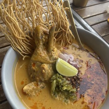 Hanuman Thai Eatery - Khao Soi (I recommend submerging the crispy noodles in the curry) - Thai Near Me - Costa Mesa, California