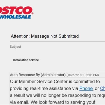 Costco - Costco's "Customer Service" email address provides NO SERVICE - Gas Stations Near Me - Chantilly, Virginia