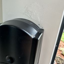 Tried to cover up damage to door