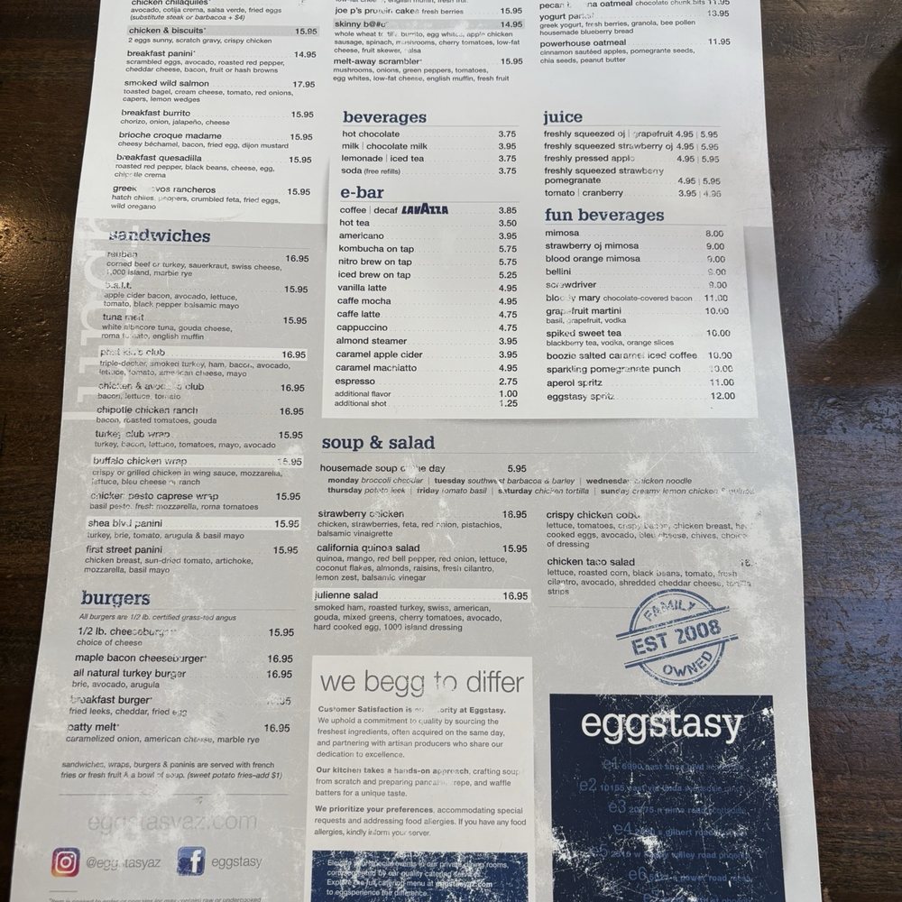 Eggstasy - Menu - Breakfast & Brunch Near Me - Chandler, Arizona Eggstasy - Menu - Breakfast & Brunch Near Me - Chandler, Arizona