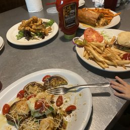 Eggplant savage and frog legs