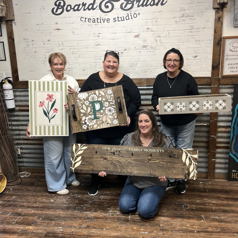 Board & Brush - Fun birthday celebration for our dear friend, Pam!! - Art Classes Near Me - Plano, Texas