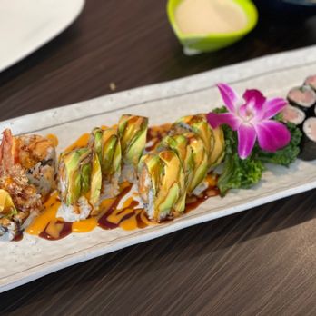 Red plum - a plate of sushi with avocado and shrimp - Japanese Near Me - Sarasota, Florida Red plum - a plate of sushi with avocado and shrimp - Japanese Near Me - Sarasota, Florida