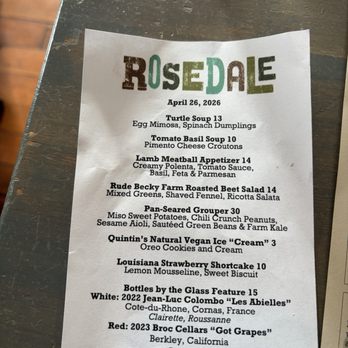 Rosedale - Daily menu - American Near Me - New Orleans, Louisiana Rosedale - Daily menu - American Near Me - New Orleans, Louisiana