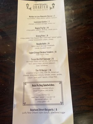 Menu photo 2 The Quarter Indianapolis, IN