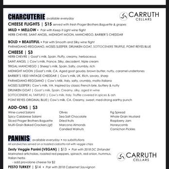 Carruth Cellars - Digital menu of food and snacks - Wineries Near Me - San Diego, California Carruth Cellars - Digital menu of food and snacks - Wineries Near Me - San Diego, California