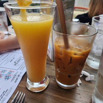Snooze, an A.M. Eatery - Mmm mmm mimosa and pumpkin spiced latte - Breakfast & Brunch Near Me - Nashville, Tennessee