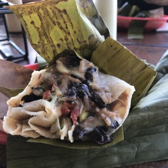 Burrito Amor - Bean and cheese burrito with rice, pico de gallo, and guacamole added. Substituted for coconut tortilla - SOOO GOOD! - Bars Near Me - Tulum, ROO
