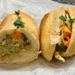 Rolls And Grill - Banh Mi Chay..Mixed veg stir fried w/ tofu, special mayo sauce, pickled daikon & carrot, jalapeño, cilantro so good!!! My new Fav! :)