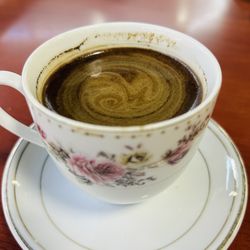 Phoenicia Specialty Foods - Turkish coffee. Was beautiful creama. But I stirred sugar in.