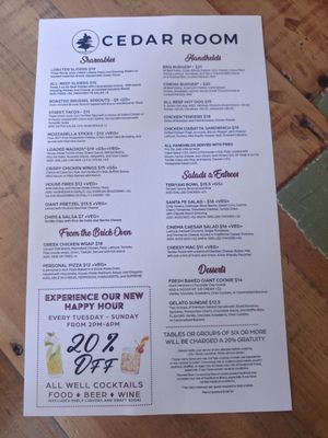 Menu photo 1 Cedar Room Campbell, CA Menu photo 1 Cedar Room Campbell, CA