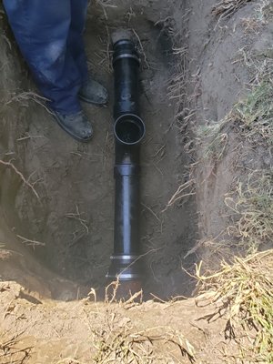 Clean out installation - Lots of roots growing in line.New 4" two-way cleanout. Clean out installation - Lots of roots growing in line.New 4" two-way cleanout.