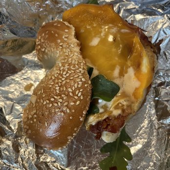Brooklyn Bagel Factory - half a bagel with top tilted - Bagels Near Me - Cambridge, Massachusetts