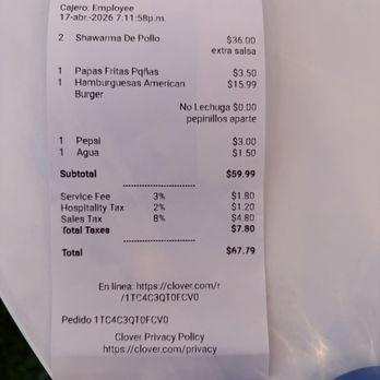 Habibi Food - Our bill - Food Court Near Me - North Charleston, South Carolina