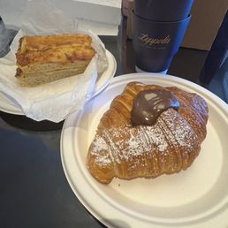 Nutella croissant, coffee and focaccia ham/cheese. Yummy!