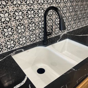 New Again Kitchen Remodeling - Executive chef double Cast iron sink by Kohler, offered in all Kohler colors. Kentland faucet in black. - General Contractors Near Me - Chico, California New Again Kitchen Remodeling - Executive chef double Cast iron sink by Kohler, offered in all Kohler colors. Kentland faucet in black. - General Contractors Near Me - Chico, California