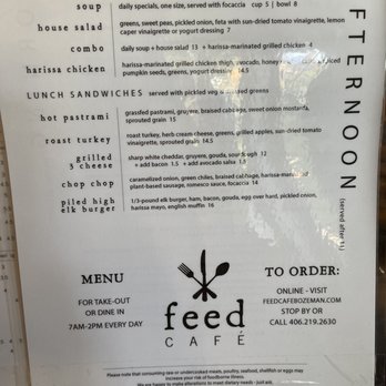 Feed Cafe - Updated menu - September 2021 - Breakfast & Brunch Near Me - Bozeman, Montana