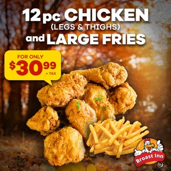 Broast Chicken & Waffles - chicken and large fries - Waffles Near Me - Mississauga, Ontario Broast Chicken & Waffles - chicken and large fries - Waffles Near Me - Mississauga, Ontario