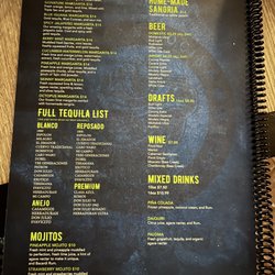 Blue Iguana Tequila Bar - Drink menu
