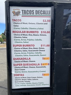 Menu photo 6 Tacos Decalli Elk Grove, CA