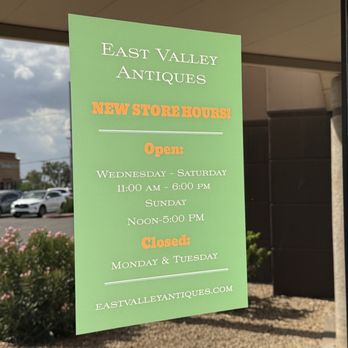 East Valley Antiques - Hours 07/25 closed on Tuesdays. - Antiques Near Me - Mesa, Arizona East Valley Antiques - Hours 07/25 closed on Tuesdays. - Antiques Near Me - Mesa, Arizona