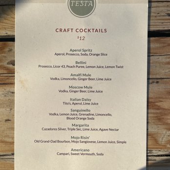 Pizzeria Testa - Menu - Italian Near Me - Frisco, Texas