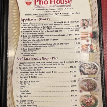 Pho House - Menu - Vietnamese Near Me - Hemet, California