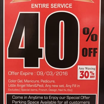 Jasmine Nails - Grand opening promotion- applies to all customers! Valid until 9/3/16 - Nail Salons Near Me - Montclair, New Jersey