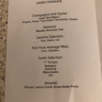 Hiden - Menu pt 1 - Japanese Near Me - Miami, Florida