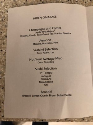 Menu photo 2 Hiden Miami, FL