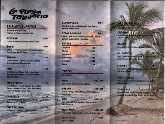 Menu photo 2 La Playa Taqueria San Francisco, CA Menu photo 2 La Playa Taqueria San Francisco, CA