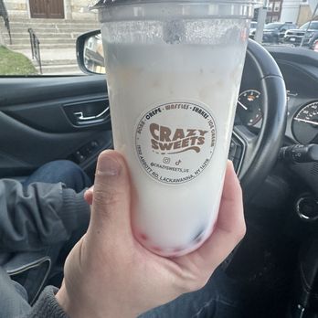 Crazy Sweets - Vanilla milk tea with strawberry boba - Bubble Tea Near Me - Lackawanna, New York