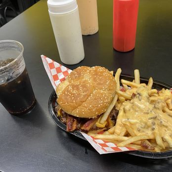 Needles Smashed Burgers - Burger and fries! The Western with Animal Style Fries - Burgers Near Me - Needles, California