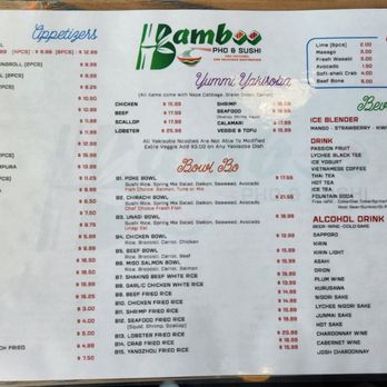 Bamboo Pho & Sushi - Menu - Sushi Bars Near Me - San Diego, California Bamboo Pho & Sushi - Menu - Sushi Bars Near Me - San Diego, California