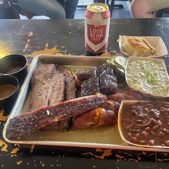 Interstellar BBQ - The sides were the free Bbq beans,cream corn and the scallop potatoes. - Barbeque Near Me - Austin, Texas
