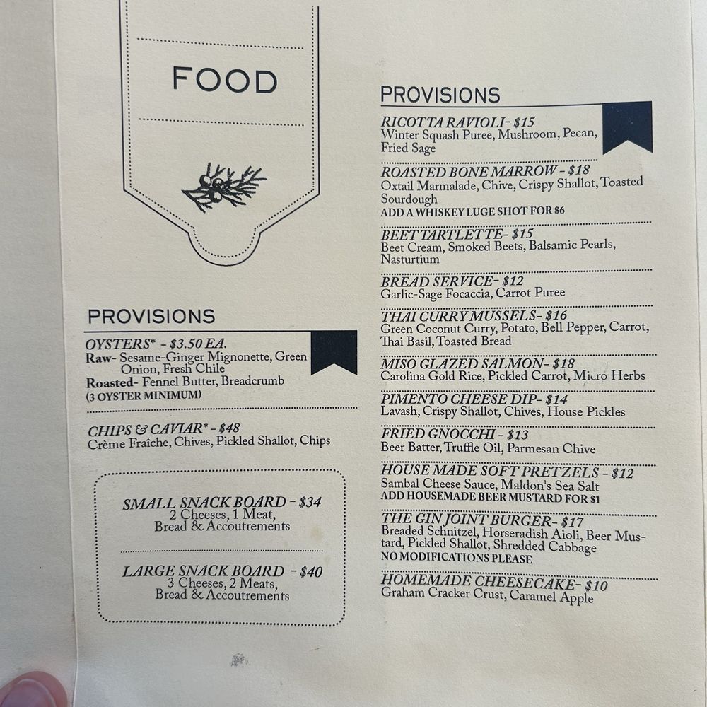 The Gin Joint - Food options - Cocktail Bars Near Me - Charleston, South Carolina The Gin Joint - Food options - Cocktail Bars Near Me - Charleston, South Carolina