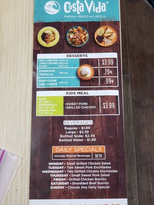 Menu photo 1 Costa Vida Hurricane, UT